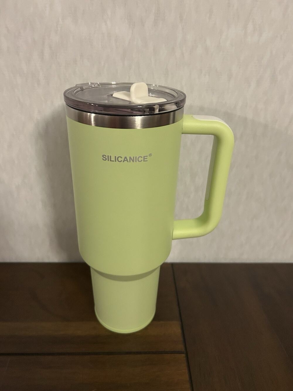 SILICANICE 40oz Stainless Steel Tumbler Straw Handle Leaf Yellow Insulated New
